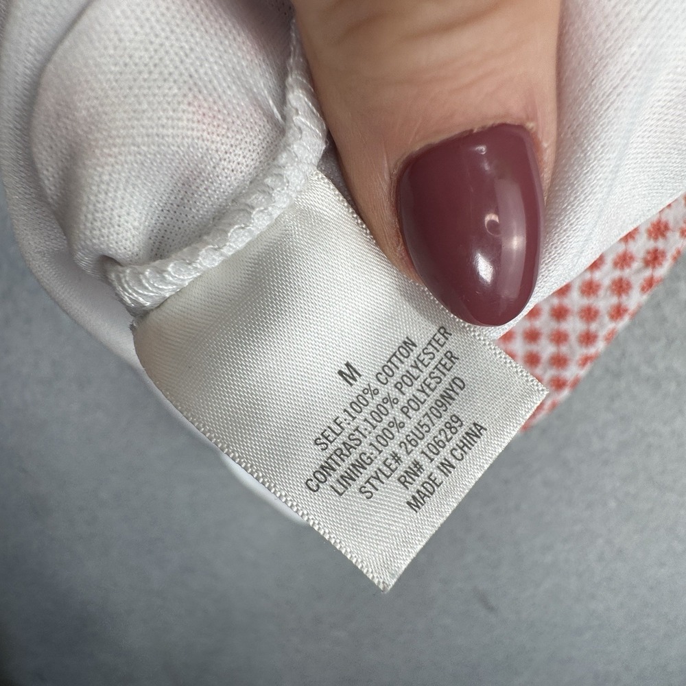 Mi Ami Floral Print Mini Dress Size M White Orange Cotton Lined Spaghetti Strap - Picture 11 of 13